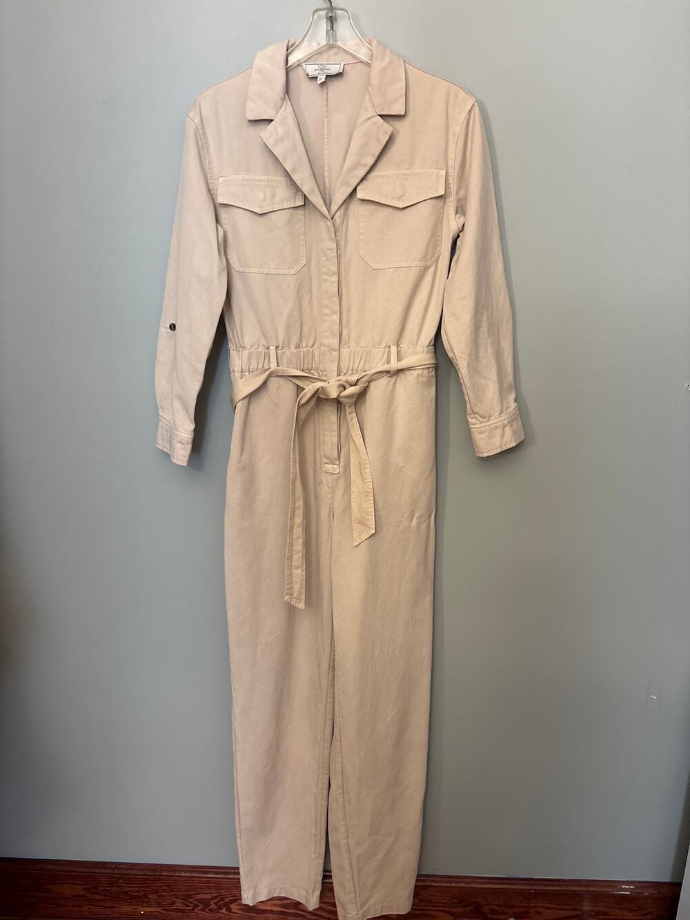 Fat Face Natural Betty Boilersuit Cream Utility Jumpsuit with Tie Waist -4 Long